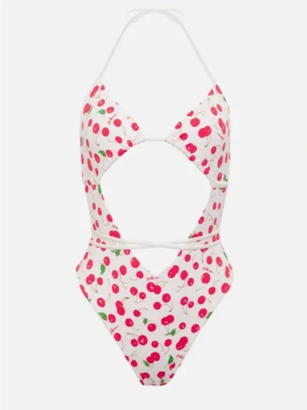 NWOT Frankie's Bikinis White Cherry Cutout One-Piece Swimsuit Sz medium